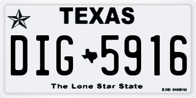 TX license plate DIG5916