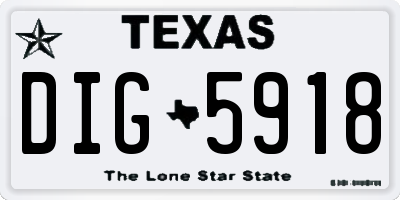 TX license plate DIG5918