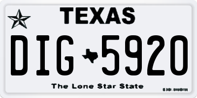 TX license plate DIG5920