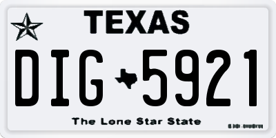TX license plate DIG5921