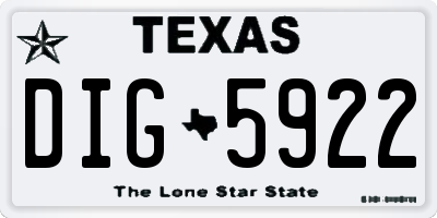 TX license plate DIG5922