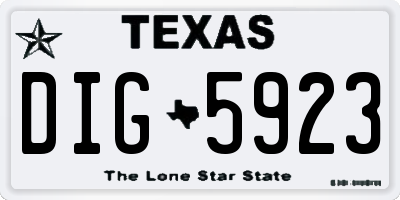 TX license plate DIG5923