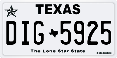 TX license plate DIG5925