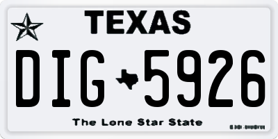 TX license plate DIG5926