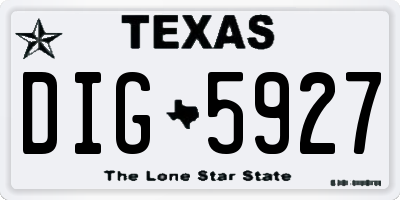 TX license plate DIG5927