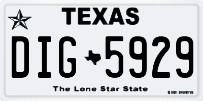 TX license plate DIG5929