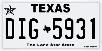 TX license plate DIG5931