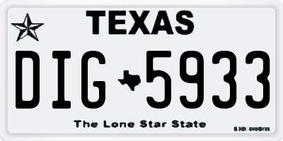 TX license plate DIG5933