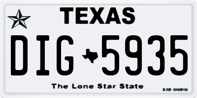 TX license plate DIG5935
