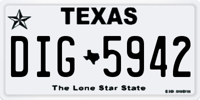 TX license plate DIG5942