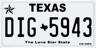 TX license plate DIG5943