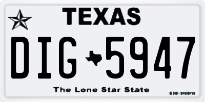 TX license plate DIG5947
