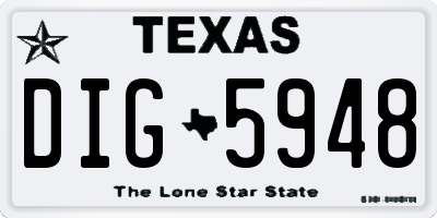 TX license plate DIG5948
