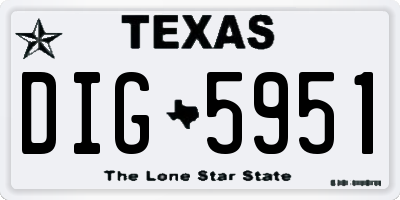 TX license plate DIG5951