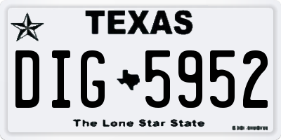 TX license plate DIG5952