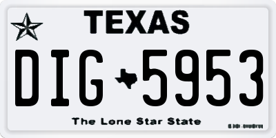 TX license plate DIG5953