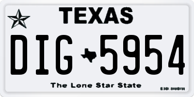 TX license plate DIG5954