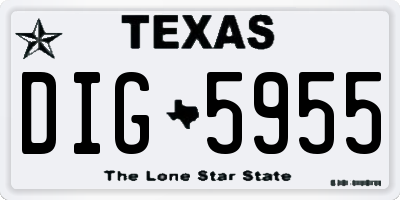 TX license plate DIG5955
