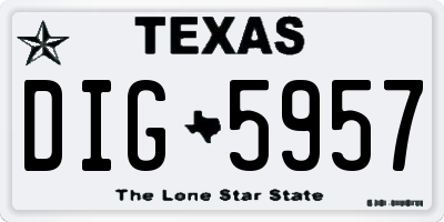 TX license plate DIG5957