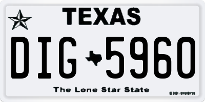 TX license plate DIG5960