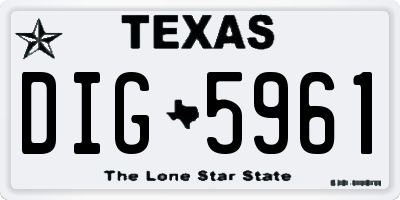 TX license plate DIG5961
