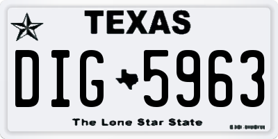 TX license plate DIG5963