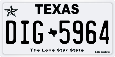 TX license plate DIG5964