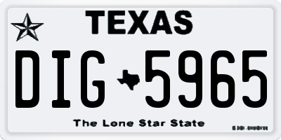 TX license plate DIG5965