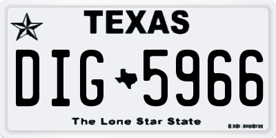 TX license plate DIG5966