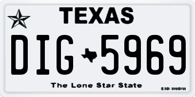 TX license plate DIG5969