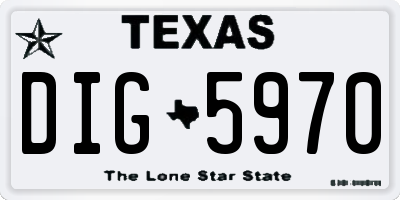 TX license plate DIG5970