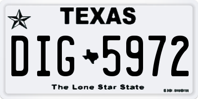 TX license plate DIG5972