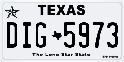 TX license plate DIG5973