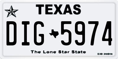 TX license plate DIG5974