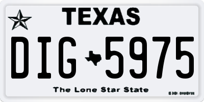 TX license plate DIG5975