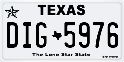 TX license plate DIG5976
