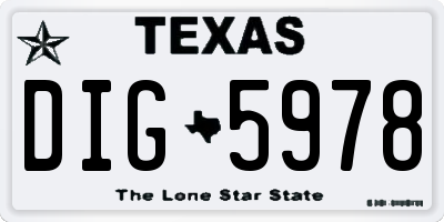 TX license plate DIG5978