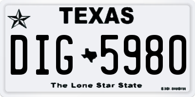 TX license plate DIG5980
