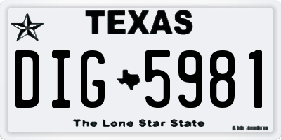 TX license plate DIG5981