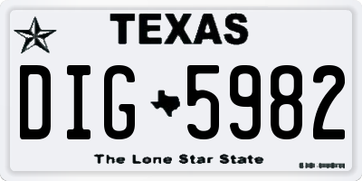 TX license plate DIG5982