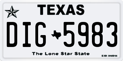 TX license plate DIG5983