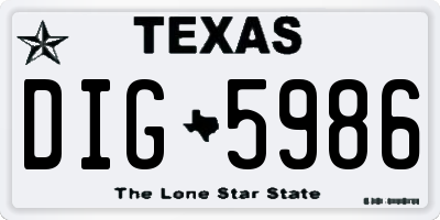 TX license plate DIG5986