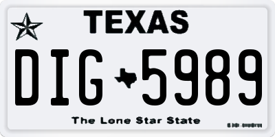 TX license plate DIG5989