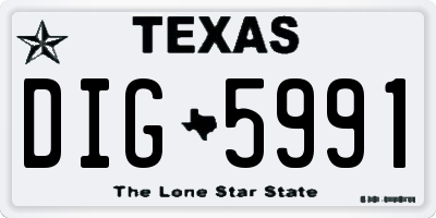 TX license plate DIG5991