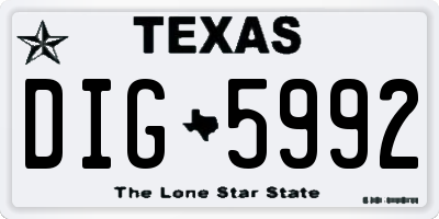 TX license plate DIG5992