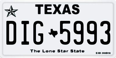 TX license plate DIG5993