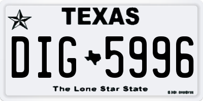 TX license plate DIG5996