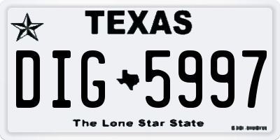 TX license plate DIG5997