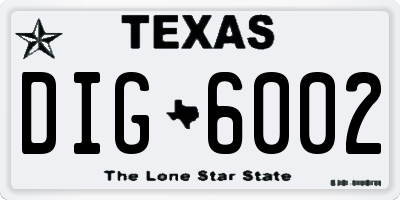 TX license plate DIG6002