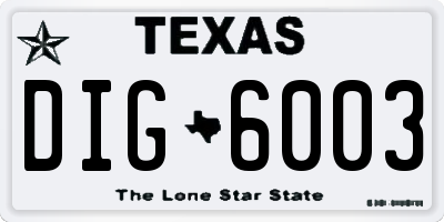 TX license plate DIG6003